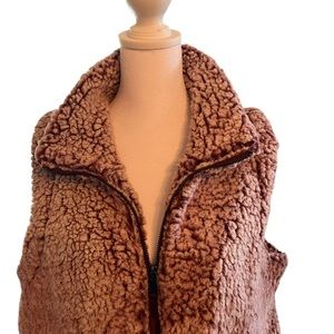 Westbound Brown Sherpa Zip Vest